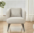 Modern Channel Corduroy Accent Chair with Black Metal Legs Luxurious Design and Comfortable Seating Ideal for Living Room Bedroom or Office Beige