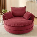 360° Swivel Sofa Chair Accent Barrel Chair 57.5 Swivel Round Chair with Dual-Layer Cushion Design and 3 Removable Pillows for Living Room Bedroom Office and Hotel (Red)