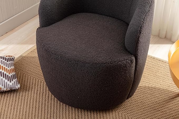 360° Gray Teddy Swivel Accent Chair for Living Room Small Round Swivel Chairs with Metal Base for BedroomBarrel Chairs for Bedroom Corner Or Small Spaces Cozy (Gray)