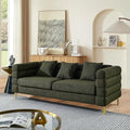 mikibama Modern Teddy Sectional Sofa 81 Inch Oversized Sofa Couch Luxury 3 Seater Deep Couch with 3 Pillows and Gold Metal Legs for Living Room Bedroom Apartment (Green)