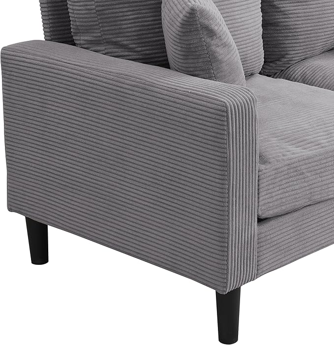 Corduroy Loveseat Sofa 2-Seater with Metal Legs Modern 57'' Compact Couch for Small SpacesMini Couches for Living Room/Apartment/Dorm/OfficeSettee (Corduroy Light Gray)