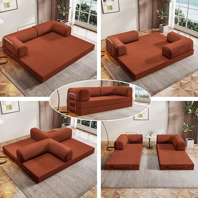 78.8 Convertible Sofa Bed 4-in-1 Folding Sleeper Couches Frameless SofaPull Out Couch Memory Foam Floor SofaNo Assembly Boneless Couch for Living Room