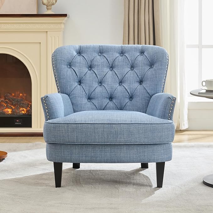 Christopher Knight Home Tafton Fabric Club Chair Light Blue 33D x 35.25W x 33.75H in