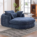 Oversized Chaise Lounge Indoor Deep Seat Boneless Sofa Bed with Throw Pillows Plush Chenille Fabric No Assembly Required Comfy Sleeper Sofa for Living Room Bedroom (Blue with Pocket)