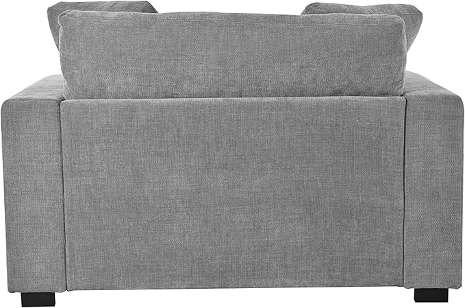 Christopher Knight Home Larrz Oversized Chaise Lounge Chair Indoor Cozy Upholstered Sleeper Sofa Couch Durable Wood Frame Deep Seat Reading Chair with 2 Throw Pillows and Armrests Gray