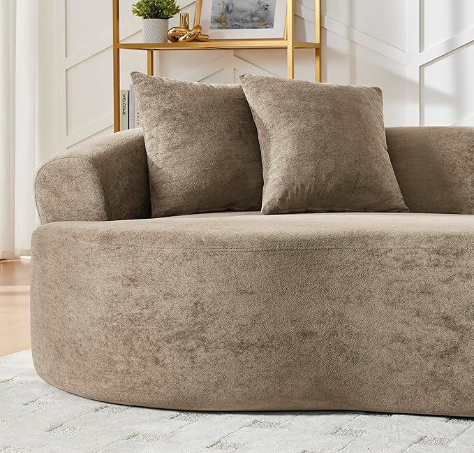 Curved Boneless Sofa Couches 4-Seat Tight Backrest Couch for Living Room Bedroom Boneless Cloud Sofa with 4 Pillows Floor Sofa in A Box No Assembly Required
