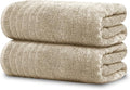 Tens Towels Pack of 2 Extra Large Bath Sheets 35 x 70 Inches 100% Cotton Larger &amp Lighter Weight Quicker to Dry Super Soft &amp Absorbent Oversized Bath Towels Beige