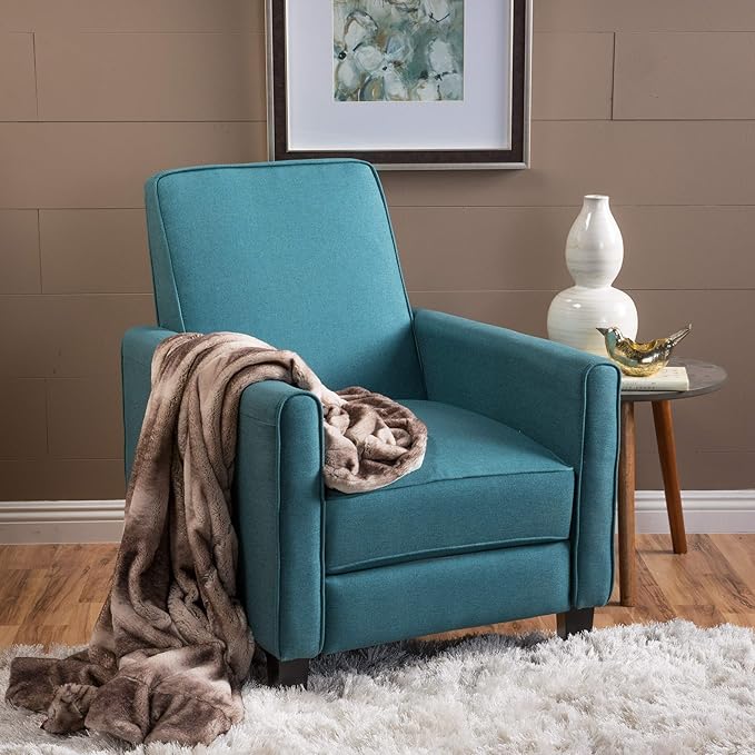 Teal Linen Push Back Chair for Living Room Comfort and Style