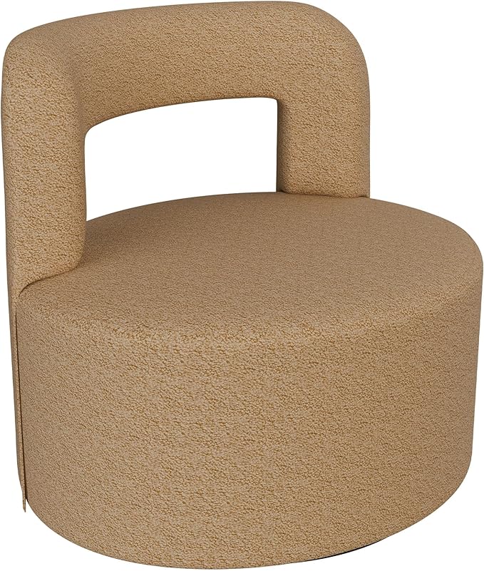 BELLEZE Contemporary Teddy Swivel Chair with Open-Back Design Cozy Upholstered Accent Chair for Living Room Bedroom or Office - 360° Rotating Base - Burke (Brown)