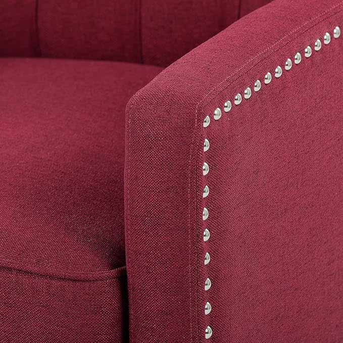 Wingback Recliner Chair Fabric Living Room Chairs Modern High Back Accent Chair Comfy Reading Chair Tufted Wing Back Chairs with Arms for Bedroom Office 27.16 Wide Wine Red