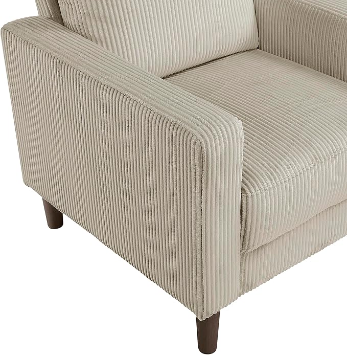 Lexicon Modern Sofa Corduroy Fabric Upholstered Living Room Sofa Couch with Brown Legs Track Arms Comfy Couch for Living Room/Bedroom/Apartment 3-Seater Taupe