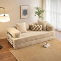 81'' Foldable Sofa Bed Convertible Sleeper Sofa with Fixed-Shape Frame Boneless Corduroy Foldable Couch Bed for Small Spaces Living Room Bedroom Studio(BeigeCorduroy Sofa Bed)
