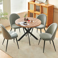 Dining Table Set for 4 Modern Mid-Century Compact Kitchen Table with Chairs Set 37-in Round Breakfast Nook Dinner Table Set with Upholstered Dining Side Chairs for Dining Room Grey