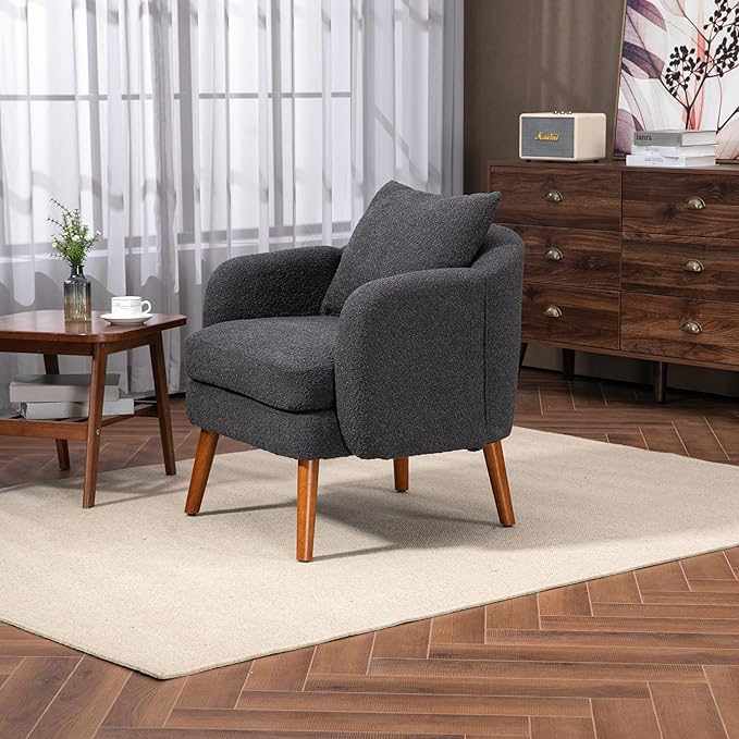 Wood Frame Armchair Modern Accent Chair Lounge Chair for Living Room