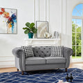 Loveseat Velvet Fabric Two- Seater Couch Buckle Design and Rivet Decoration Deep Seated Double Sofa Suitable for Living Room Bedroom Apartment Hotel etc (gray-04)