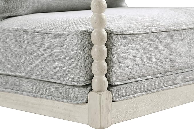 OSP Home Furnishings Kaylee Spindle Accent Chair with Antique White Wood Frame Smoke Grey Fabric