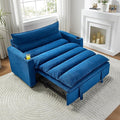SLEERWAY 3 in 1 Convertible Sleeper Sofa Bed 56.3 W Easy Pull Out Couch Bed with Dual Cup Holders Comfy Thick Padding Futon Loveseat with Adjustable Backrest for Living Room Small Space (Blue)