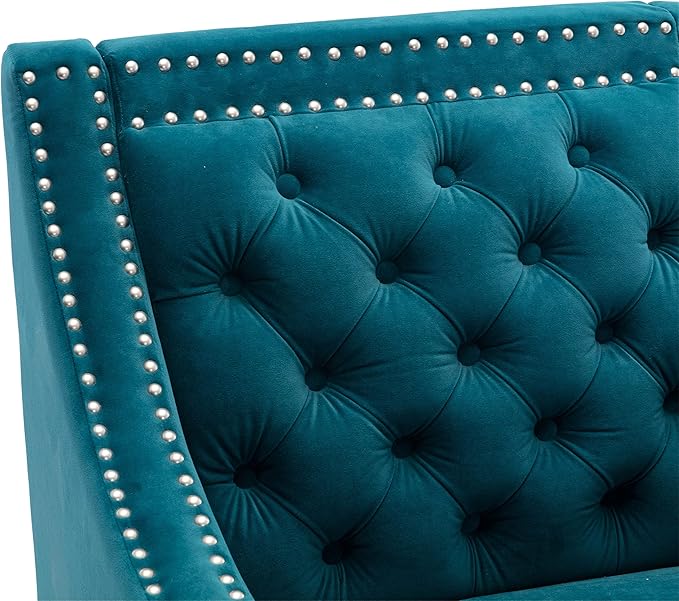 Accent Armchair Living Room Chair with Nailheads and Solid Wood Legs
