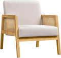 Topeakmart Accent Chair Armchair with Rattan Sides Modern Barrel Chairs for Living Room Bedroom Beige 1
