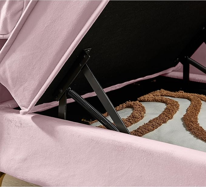60.6 Modern Storage Chaise Lounge IndoorVelvet Upholstery Sofa Chair with1 Toss PillowsUpholstery Lounge Sofa with Gold Metal Legs for Small ApartmentLiving RoomOfficeReception AreaPink