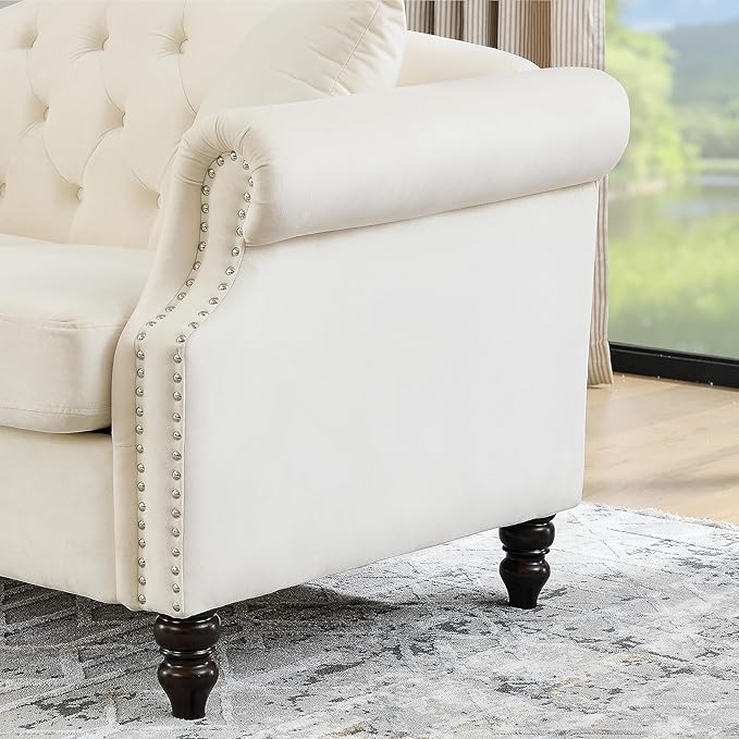 Modern Velvet Loveseat 57 Inch Sectional Couch Luxury 2 Seater Deep Couch with NailheadUpholstered Sofa for Living Room Bedroom Apartment