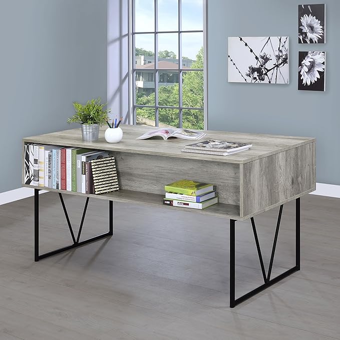 Coaster Home Furnishings Analiese Rustic 63-Inch 4-Drawer Home Office Computer Writing Desk Study Table with Storage Engineered Eco-Friendly Wood Look Laminate Sturdy Steel Grey Driftwood 801999