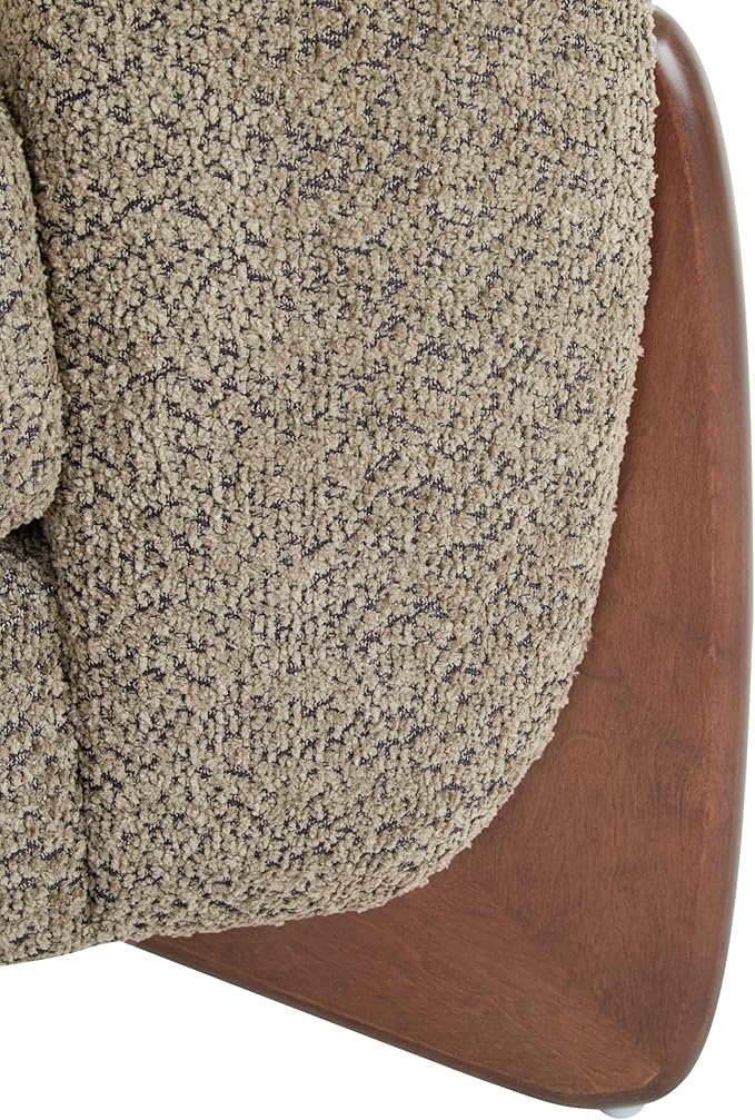 Christopher Knight Home Holly Modern Boucle Fabric Upholstered Club Chair for Living Room Home Office Apartment Relaxing Chair with Removable Cushion and Birch Wood Legs Light Brown