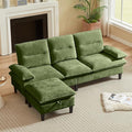 86'' Chenille Sofa with Storage Ottoman Modern Living Room Sofa with Removable Washable Cushion 3 Seater Comfy Couch for Apartment Bedroom Office (Green)