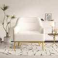 Christopher Knight Home Justin Modern Accent Chair with Metal Legs Chenille Upholstered Lounge Chair Indoor Curved Backrest Armchair Soft Cushion Seating for Living Room Reading Home Beige