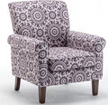 Classic Accent Armchair with Birch Wood Frame and Comfortable Rolled Armrests Arm Chairs for Living Room Bedroom and Office Decor 02 Printed Fabric