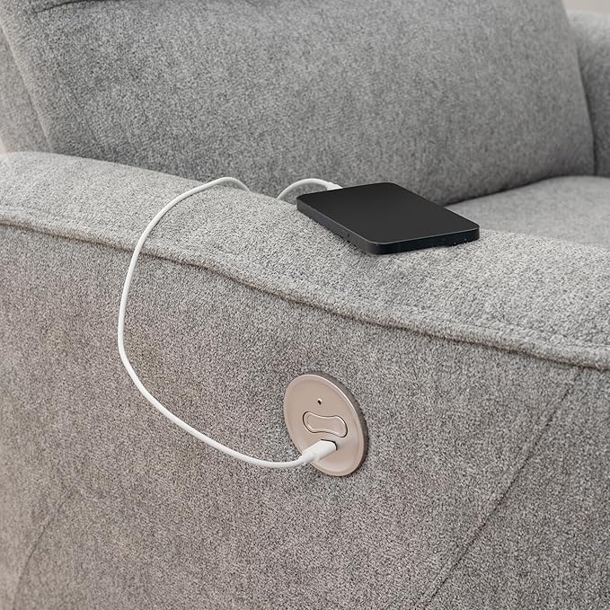 Powell Kylee Grey Upholstered Power Reclining Chair with Charging Port
