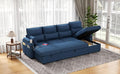 Sectional Sleeper Sofa with Pull Out Couch Bed with Storage Chaise for Living Room Comfy Linen Modular Sectional Sofa with Dual USB &amp Type-C Cup Holders (Blue 105 Inches)