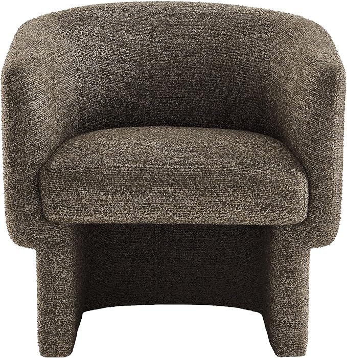 Modway Muse Comfy Barrel Accent Chair in Antique Boucle Fabric Cozy Round Reading Armchair – Upholstered Living Room Chair with Curved Back