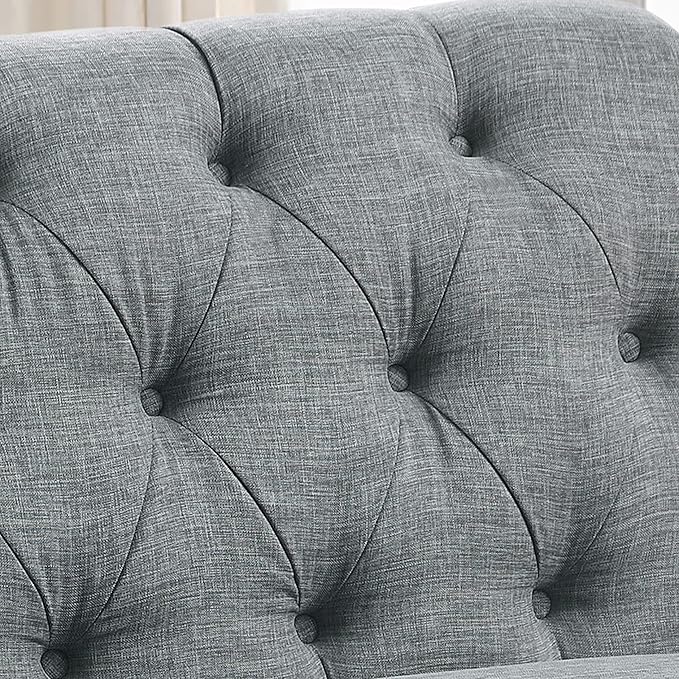 Rosevera Larkin Upholstered Tufted Fine Polyester Chair Loveseat Sofa Bench with Armless Design Easy Assembly for Living Room Bedroom Grey