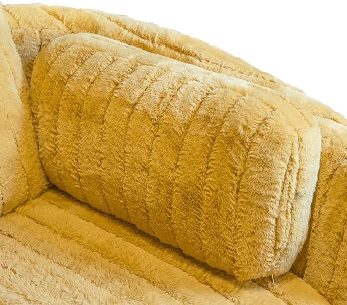 Furniture of America Vyrinor Modern Chenille Power 220° Swivel Recliner Chair with Pillows Reclining Glider Comfy Sofa Wooden Comfortable Couch for Living Room Nursery Home Theater Yellow