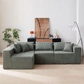104 Viral Modular Boneless Cloud Couch Deep Seat Memory Foam Compressed Sectional Sofa with ChaiseL-Shaped Corduroy Couch for Living RoomNo Assembly RequiredGreen