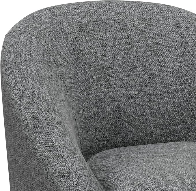 SIMPLIHOME Redding Accent Chair - 27 inch Wide Upholstered Mid-Century Modern Arm Chair in Storm Grey for Living Room or Bedroom with Solid Wood Frame Removable Cushion and Angled Legs