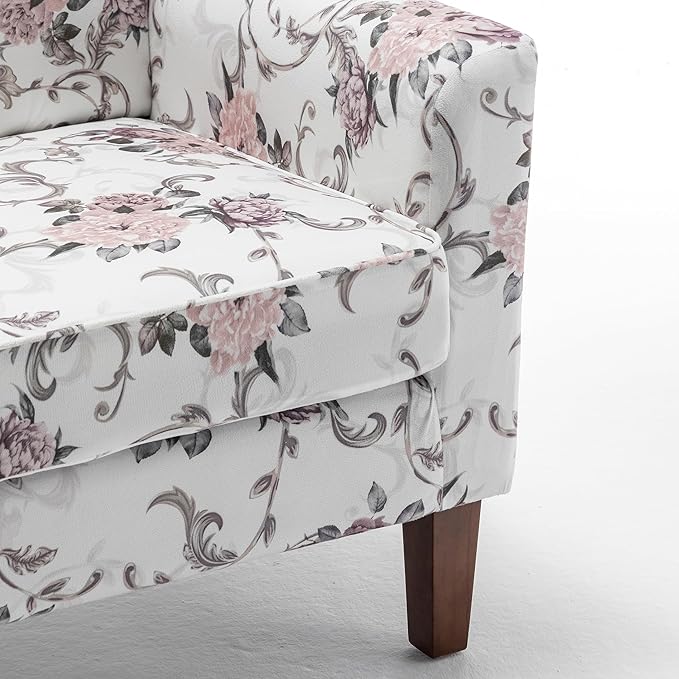 Contemporary Accent Arm Chair with Birch Wood Frame and Velvet Upholstery Armchair for Office and Living Room Decor Removable Cushions 06 Printed Fabric