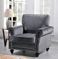 Lotus Mid Century Modern Velvet Upholstered Living Room Rolled Arms Chair 38 Grey