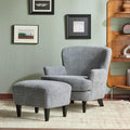 Christopher Knight Home Winnie Boucle Upholstered Wingback Accent Chair and Ottoman Footrest Living Room Lounge Chair and Ottoman Set Bedroom Comfy Reading Chair with Footrest Stool Dusty Blue