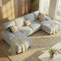 Homall Modular Sectional U Shaped Sofa Couches for Living Room Comfy Loop Yarn 4 Seat Sofa Set with Removable Pillows Lounge Chaise Upholstered Couch for Apartment (Loop Yarn Pearl Gray)