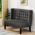 Yongqiang Modern Tufted Loveseat Settee Upholstered Bench with Back for Kitchen Dining Room Living Room Linen High Back Banquette Seating Sofa Couch with Wood Legs Grey