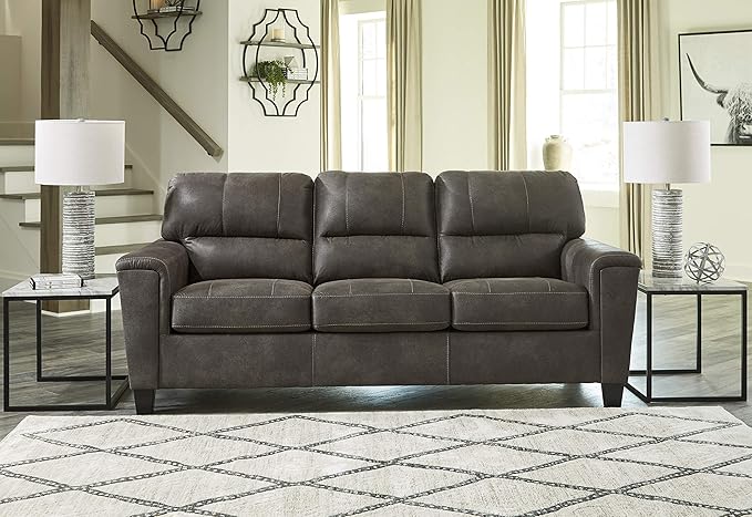 Signature Design by Ashley Navi Faux Leather Modern Sofa Gray