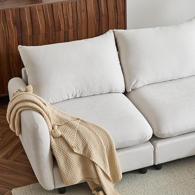 Christopher Knight Home Bricez 69 Loveseat Upholstered Sofa Modular Couch Oversized Loveseat Spacious Seating Sofa Couch Comfort Sectional Corner Wooden Chair for Living Room Home Office White