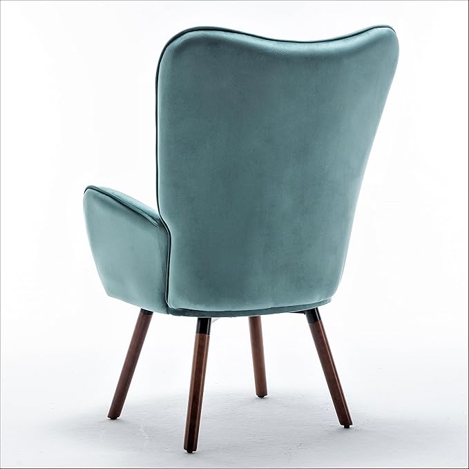 Chic Accent Arm Chairs for Living Room Bedroom or Home Office Button-Tufted Midcentury Armchair with Wingback Design and Splayed Legs Teal