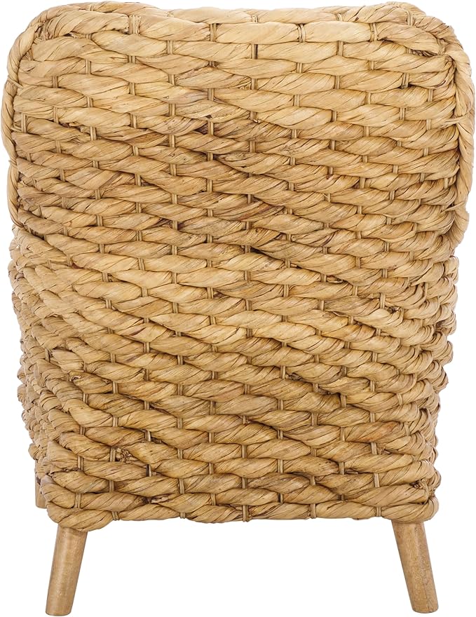 SAFAVIEH Home Collection Purrl Tropical Coastal Natural Solid Wood Hyacinth Accent Chair with Cushion (Fully Assembled)