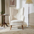 Accent Chair for Bedroom White Boucle Upholstered Armchair - Modern Small Comfy Reading Chair with High Back for Living Room Home Office Dressing Vanity Chair Dressing Room Small Spaces