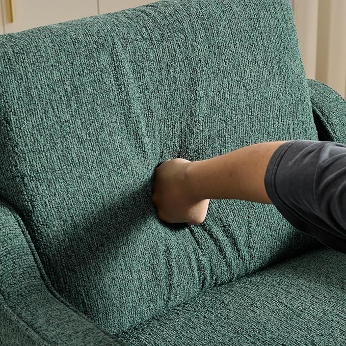 VINGLI Upholstered Chenille Accent Chair for Living Room Bedroom Mid-Century Modern Arm Chair Comfy Reading Chair with Scooped Arms (2 Dark Green)