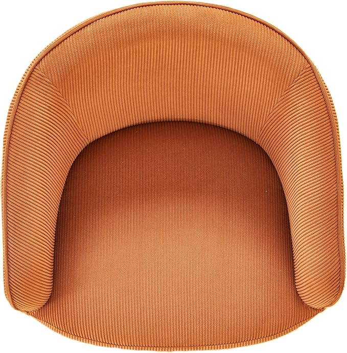 Modern Corduroy Accent Chair with Gold Metal Legs Channel Back Design and Soft Upholstery Comfortable Seating for Living Room Bedroom or Office Cinnamon Brown