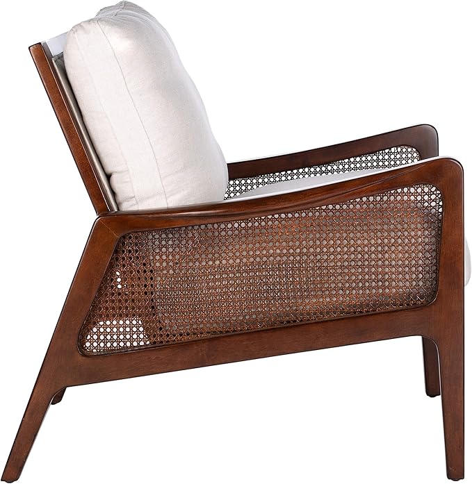 Safavieh Couture Home Moretti Mid-Century Oatmeal Linen Accent Chair